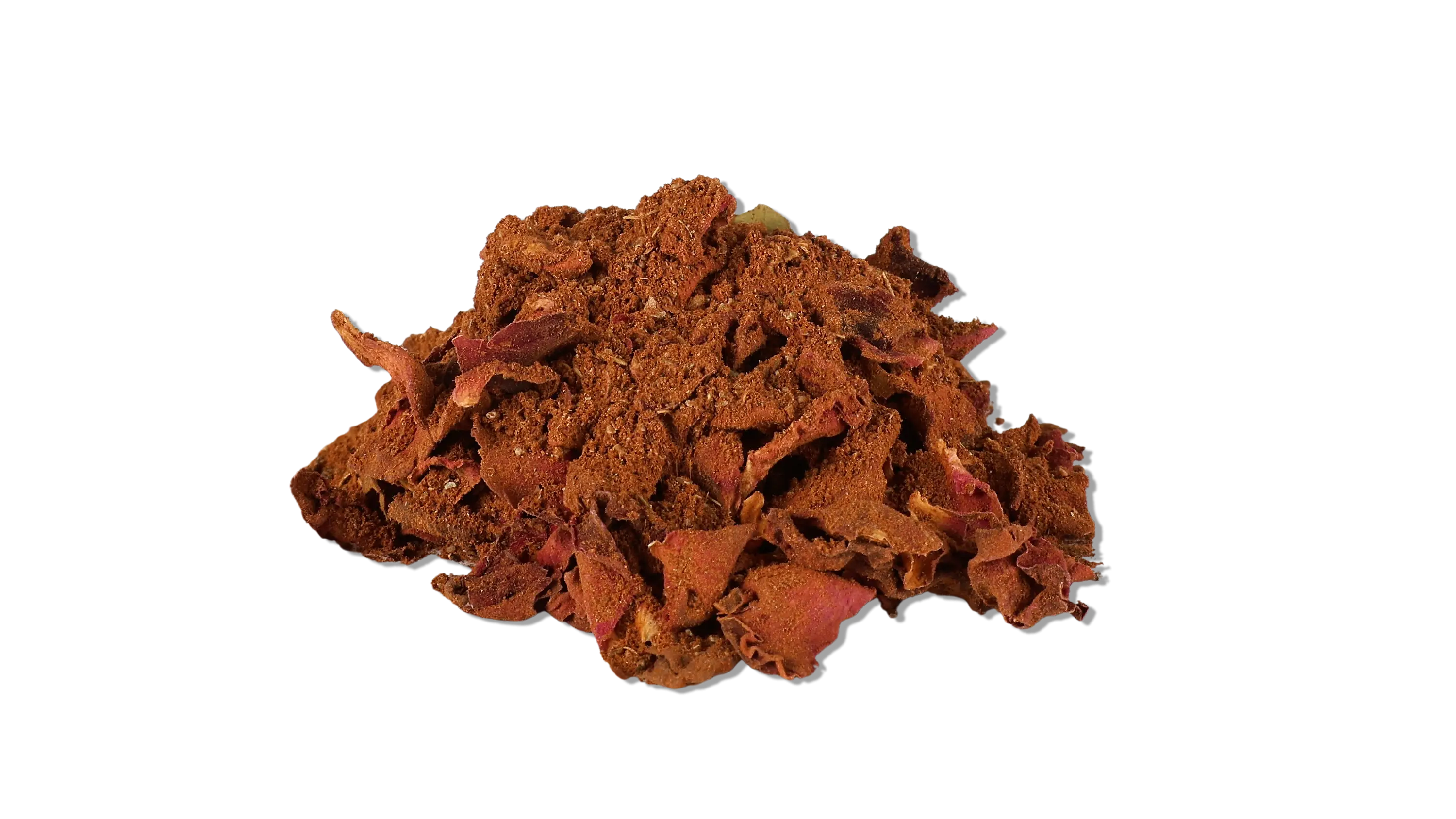 Haufen von Persischem Advieh mit Gewürzen und Rosenblättern, ideal für aromatische Reisgerichte.